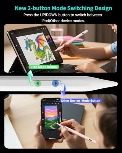 MEKO Universal Stylus Pen for Apple iPhone & Android & iPad, 2X Fast Charge Active Stylus Pencil for All Touch Screen, High Sensitivity Capacitive Stylus for Smartphone Apple Watch Tablet-Lihgt Pink | Dual-Mode Control, 2X Fast Charge,Fine Active Pencil f