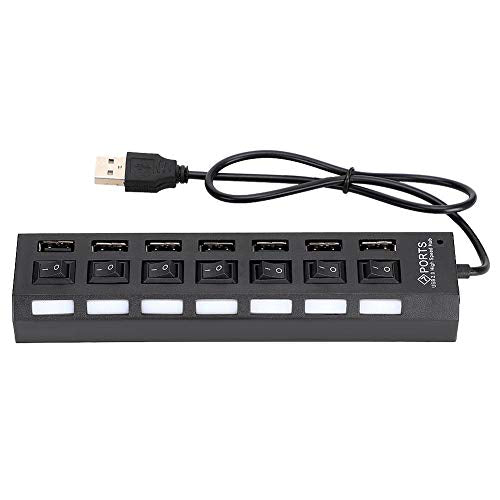 125 7-Port USB Hub Splitter,480Mbps High-Speed USB Port Expander Charging Hub,Overload Current Desktop Hub with 7 Power Independent Switches