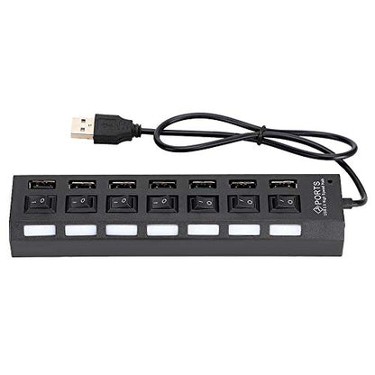 125 7-Port USB Hub Splitter,480Mbps High-Speed USB Port Expander Charging Hub,Overload Current Desktop Hub with 7 Power Independent Switches