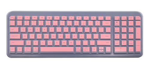 Silicone Keyboard Skin Cover Compatible for 2025 Logitech MK250 Bluetooth Wireless Mouse and Keyboard Combo & Logitech K250 Bluetooth Keyboard with Numpad (Pink) - color: Pink
