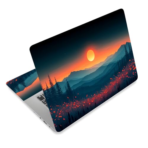 Laptop Skin Sticker Decal for 12 13 13.3 14 15 15.6 in, Universal Vinyl Waterresistant Protector Cover for Notebook PC Netbook, Computer Decor for Women Girls Mountain Sunset - color: Mountain Sunset