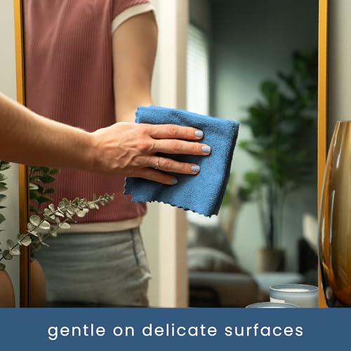 S&T INC. 50 Pack Microfiber Cleaning Cloth with Box, Bulk Towels for Home, Reusable Microfiber Towels for Cars, Cleaning Rags, Blue Color Will Vary, 190gsm, 11.8 Inches x 11.8 Inches, 50 Count - color: Blue