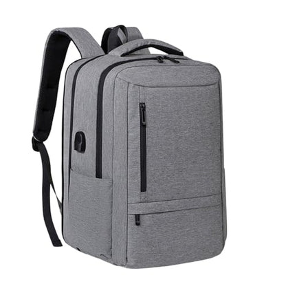 Business Travel Laptop Backpack with USB Charging Port, Oxford Fabric, 20-35L Capacity, Fits 15 Inch Laptop (Light Gray) - color: Light Gray