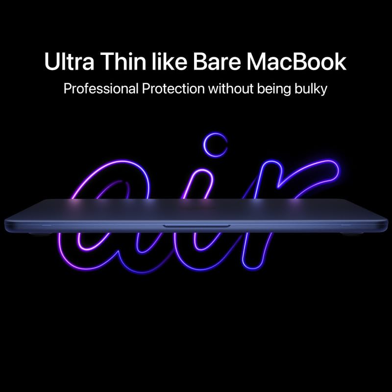 Soonjet for MacBook Air 13 inch Case M5 M4 M3 M2 2026-2022 Laptop Cover | Invisible Armor, Midnight Blue Color Match, Snap-On Design, Protective Hard Shell, Anti-Fingerprint & Scratch, Seamless Fit - color: Midnight Clear