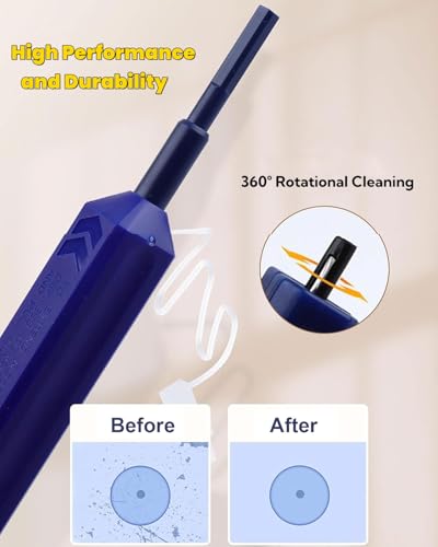 LC Fiber Cleaner Pen - 10 Pack - 1.25mm LC Fiber Optic Cleaning Pen with Dual Action Connector Cleaner & Endface Cleaning Action