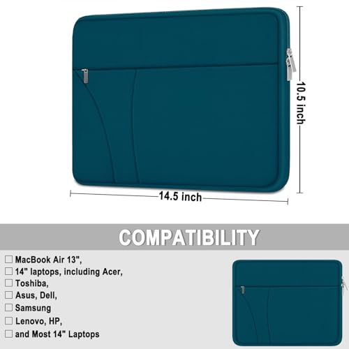 Laptop Sleeve Case 14 inch, Traveling Laptop Cover with Zippered Pocket, Shockproof Protective Carrying Briefcase Computer Bag for 14" MacBook Air/Pro, HP, Dell, Lenovo, Acer, Cyan - color: Cyan, size: 14 inch