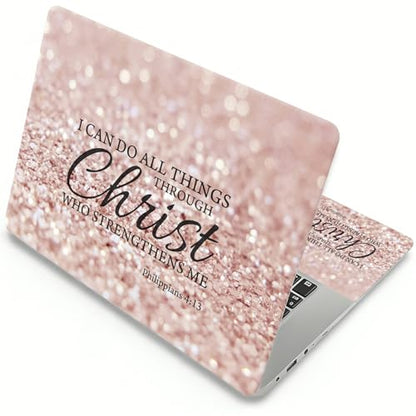 Laptop Skin Sticker Laptop Cover for 12" 13" 13.3" 14" Laptop Stickers,Reusable Skin Sticker Cover Personalized Art Waterproof & Scratch-Resistant Protector Case,Rose Gold Bible Philippians 4-13 - color: Rose Gold Bible Philippians 4-13