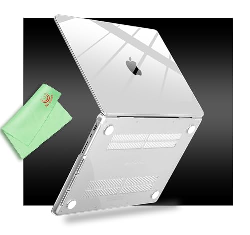 UESWILL for MacBook Pro 14 inch Case M5 M4 M3 M2 M1 A3427 A3426 A3434 A3401 A3185 A3112 A2992 A2918 A2779 A2442 (2021-2026), Glossy See Through Hard Shell Cover + Microfiber Cloth, Transparent - color: Transparent, size: MacBook Pro 14" (M1 M2 M3 M4 M5)