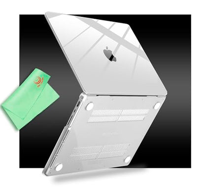 UESWILL for MacBook Pro 14 inch Case M5 M4 M3 M2 M1 A3427 A3426 A3434 A3401 A3185 A3112 A2992 A2918 A2779 A2442 (2021-2026), Glossy See Through Hard Shell Cover + Microfiber Cloth, Transparent - color: Transparent, size: MacBook Pro 14" (M1 M2 M3 M4 M5)