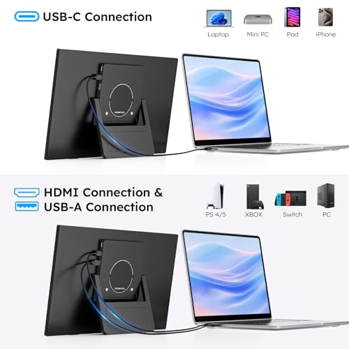 Dopesplay Portable Monitor, 15.6" FHD 1080P IPS Travel Monitor for Laptop, Foldable Magnetic Stand & Carry Case Included, USB-C Screen Extender for Laptop Mac PC Phone Xbox PS4/5 Switch