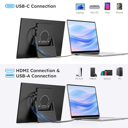Dopesplay Portable Monitor, 15.6" FHD 1080P IPS Travel Monitor for Laptop, Foldable Magnetic Stand & Carry Case Included, USB-C Screen Extender for Laptop Mac PC Phone Xbox PS4/5 Switch
