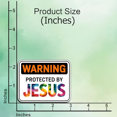 (3Pcs) Warning Protected By Jesus Christian Sticker Waterproof Vinyl Decal Religious Faith Stickers Colorful Jesus Decal Laptop Water Bottle Journal Bible Study Gifts Christians Women Teens 3x2.4 Inch - color: Protected By Jesus