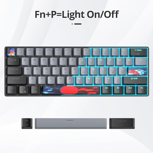 surmen 60% Wired Mechanical Gaming Keyboard, 61 Keys Backlit Ultra-Compact Mini Office Keyboard with Red Switch for PC/Mac Gamer, Typist (61 Dolch) - color: 61 Dolch