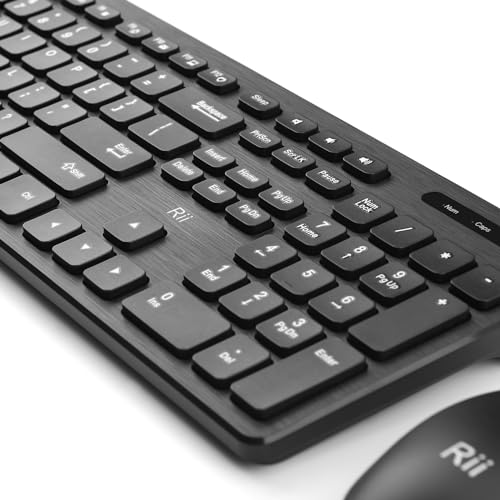 Wireless Keyboard and Mouse Combo - Rii Standard Office PC Keyboard and Optical Wireless Mice (Black) - color: Black