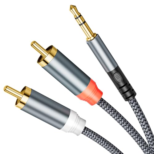 3.5mm to RCA Cable 6.6FT, Gold-Plated 2 RCA to 3.5mm AUX Male to Male Stereo Y Splitter Adapter, RCA Red/White to 3.5mm Aux Cable for Smartphone, Speaker, Tablet, MP3 Player, HDTV - size: 6.6ft