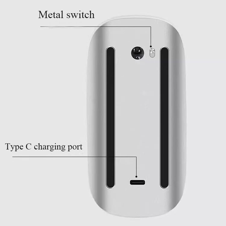 Wireless Multi-Touch Surface Magic Mouse Alternative USB C Rechargeable Bluetooth Mouse Compatible with MacOS/Windows/Linux/Android Laptop Desktop PC Smartphone Tablet (White) - color: White