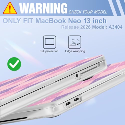 May Chen for MacBook Neo Case 13 inch 2026 | 100% Match Official Color | Pattern Printing, Anti-Crack & Scratch & Fingerprint | Protective Hard Shell Cases Laptop Model A3404 - Pink Purple - color: Pink purple