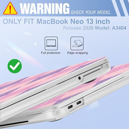 May Chen for MacBook Neo Case 13 inch 2026 | 100% Match Official Color | Pattern Printing, Anti-Crack & Scratch & Fingerprint | Protective Hard Shell Cases Laptop Model A3404 - Pink Purple - color: Pink purple