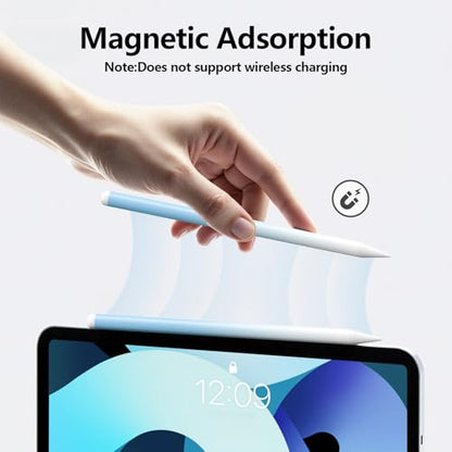 Stylus Pen for iPad 6-11th Gen 2X Fast Charge, Palm Rejection-White Blue | Tilt Sensitivity, USB-C Charge, Compatible with 2018-2026 Apple Pencil iPad Pro 11/12.9/13, Air 3/4/5/M2/M3/M4, mini 5/6/7 - color: White blue