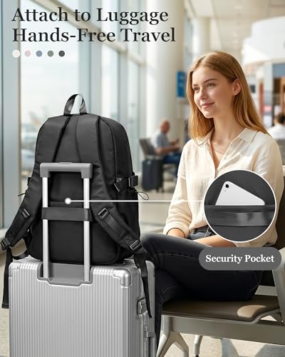 suwasp College Backpack for Women, Waterproof Laptop Backpack Fits 15.6 Inch Laptop, School Bookbag with Water Bottle Pocket, Anti Theft Work Backpack for College, Travel, Commuter, Black - color: Black