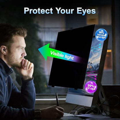 2 Pack 23.8 Inch Magnetic Computer Privacy Screen for Monitor 16:9 Aspect Ratio, Anti Blue Light Computer Screen Privacy Shield, Removable Anti Glare Screen Protector for Dell HP Lenovo ASUS LG Acer Samsung Monitors - size: 2 Pack 23.8" (16:9)