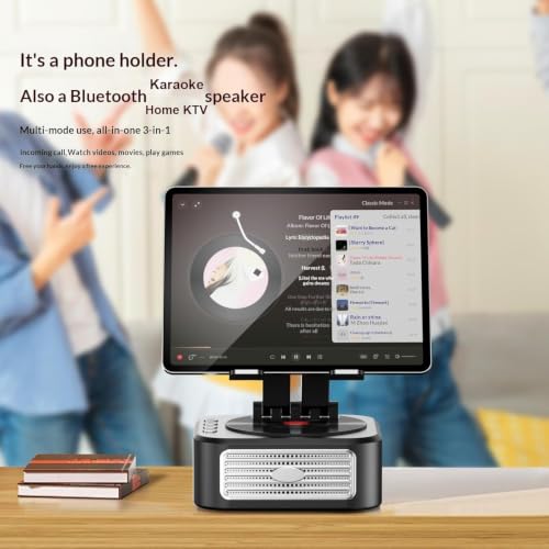 360° Rotating Tablet Desk Holder with Bluetooth Speaker & Battery | Dual Rod Mount Support for iPad Pro 13 12 11 Air Mini 5 4 3 Samsung Tab E-Reader, Tablet Table Stand Holder - color: Black with Bluetooth Speaker