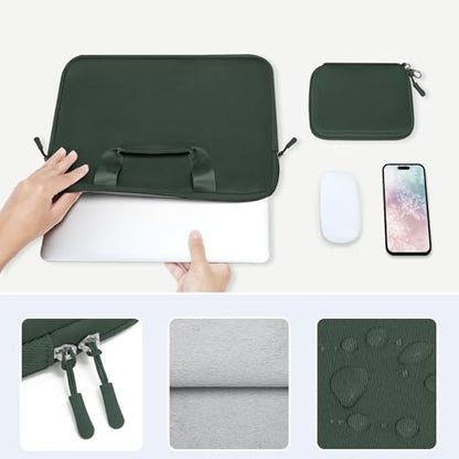 MOSISO Laptop Case 13 inch, Laptop Sleeve Bag Compatible with MacBook Neo 13 / Air M5 M4 M3 M2 M1 2026-2018 / Pro M2 M1, Neoprene Carrying Computer Bag with Handle&Detachable Small Case, Emerald Green - color: Emerald Green, size: 13 inch