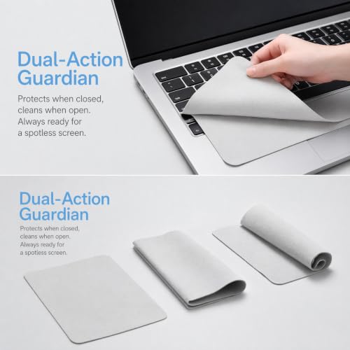 3-Pack Microfiber Cleaning Cloth with Liner - Screen & Keyboard Imprint Protection for MacBook (2018-2026) | Compatible with MacBook Neo 13", MacBook Air 13-13.6-Inch, MacBook Pro 13-14-Inch -Grey