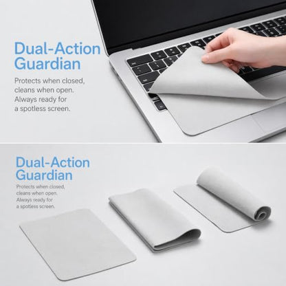 3-Pack Microfiber Cleaning Cloth with Liner - Screen & Keyboard Imprint Protection for MacBook (2018-2026) | Compatible with MacBook Neo 13", MacBook Air 13-13.6-Inch, MacBook Pro 13-14-Inch -Grey