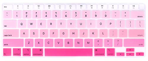 Se7enline Compatible with MacBook Air 13 Keyboard Cover 2018/2019/2020/2021/2022/2023/2024 Protector for MacBook Air 13-Inch Touch ID with Retina Display M1 A2337/A2179 US Layout, Gradient Pink - color: Gradient Pink