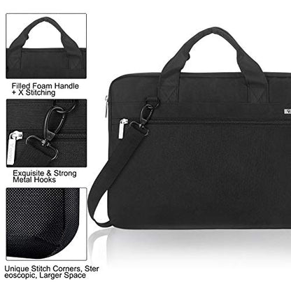Voova Laptop Bag 17 17.3 Inch, 360° Protective Laptop Case Sleeve with Shoulder Strap Compatible with 17-18 Inch Lenovo Asus Acer Dell Hp, Waterproof Computer Bag Slim Briefcase for Men Women, Black - color: Black, size: 17-17.3 inch