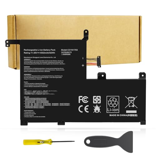 Futurebatt C31N1703 Laptop Battery Replacement for Asus Zenbook Flip UX561U UX561UA UX561UN Q525UA Q525U Q505UA Q525UA-BI7T9 Q505UA-BI5T7 Q525UA-BI7T11 Q505UA-BI5T9 UX561UA-BO052T BO029T C31P0J1 - size: C31n1703 10.5 6.6 0.8 in