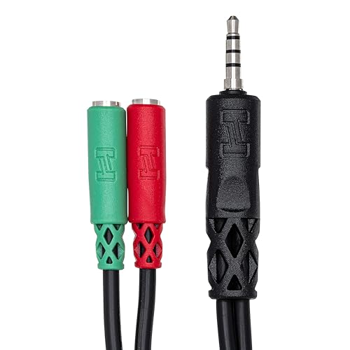 Hosa YMM-108 Headset/Mic Breakout Cable, 3.5 mm TRRS to Dual 3.5 mm TRSF