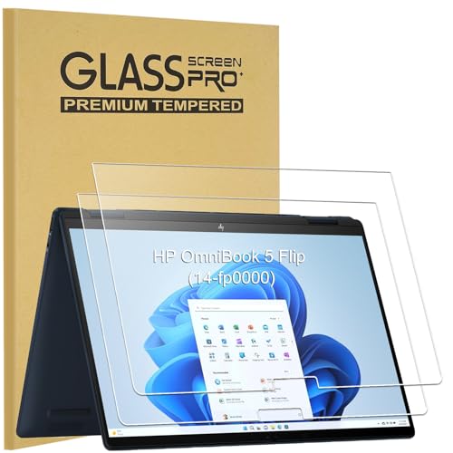 KEANBOLL 2-Pack Tempered Glass Screen Protector for 2025 New HP OmniBook 5 Flip 2-in-1 14" Laptop (14-fp0000) - Ultra Clear, 9H Hardness, Anti-Scratch Protection