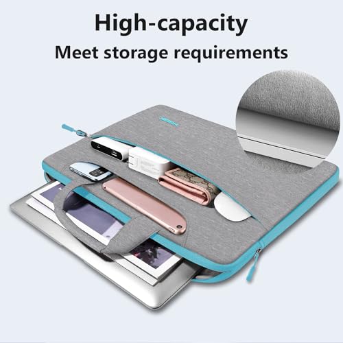 Hseok Laptop Shoulder Bag 13 13.3 14 Inch Case Compatible with MacBook Pro/Neo 14" M5/M4/M3/M2/M1,Mac Air/pro/Neo 13" and Most 13 13.3 14 Notebooks,Spill-Resistant Briefcase,LT Gray & T Blue - color: Light Gray & Light Blue, size: 13-13.5 inch