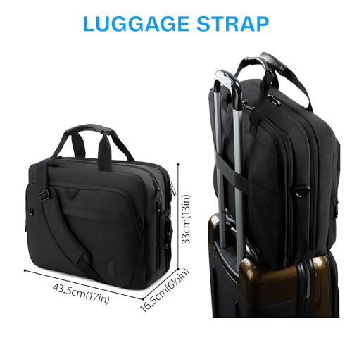BAGSMART 17.3 Inch Laptop Bag Expandable Computer Bag Briefcase, Black | Men Women Laptop Shoulder Bag,Work Bag Business Travel Office - color: Black-17.3 Inch