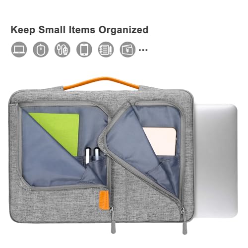 MOSISO 360 Protective Laptop Sleeve, 13-13.3 inch Notebook, Gray | Compatible with MacBook Air 13.6 M5 M4 M3 M2 M1/Neo/Pro 13/14,HP Dell ASUS Lenovo, Side Open Bag with 2 Pockets&Handle&Belt