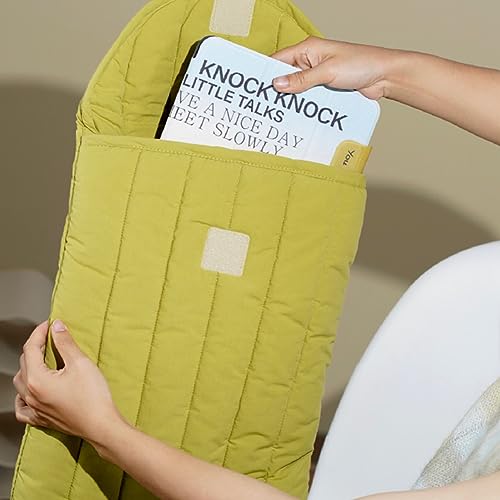 Puffy Laptop Sleeve 11-12 Inch, Soft Laptop Case, Green | Compatible with 15-16 Inch Macbook Pro/Air, Asus/Dell Xps/Lenovo Laptops, Protective Carrying Bag for Women and Men - color: Streak-Green, size: 11/12