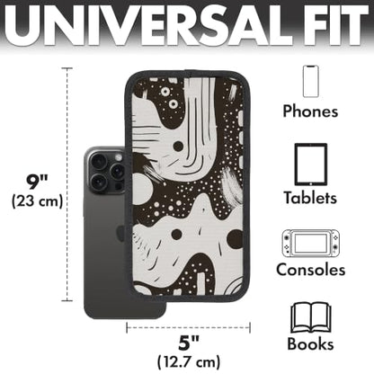Airplane Phone Holder - Foldable Phone Stand for Plane Travel | Aluminum Build, 9 x 5 in. Boho Black, Tabletop Mount Desk, Plane Tray Seat back, Treadmill, Fits iPhone Cell Phone - color: Boho Black, size: Large