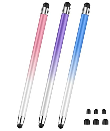 Stylus (3 Pcs), 2-in-1 Stylus Pen for Touch Screen, High Precision and Sensitivity, Suitable for iPad/iPhone/Samsung/Android Smartphone and Tablets, Compatible with All Touch Screen - color: Pink/Purple/Blue
