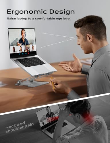 JCZT Adjustable Laptop Stand for Desk, Portable Laptop Riser Holder Foldable, Metal Ergonomic Computer Notebook Stand Holder for MacBook Air Pro, Dell, HP 10-16'' White - color: White