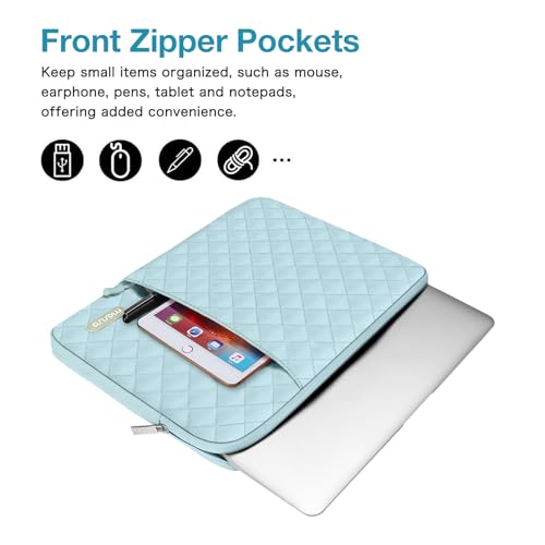 MOSISO Laptop Case 13.3 inch, 13-13.3 inch Laptop Sleeve, Ice Blue | Compatible with MacBook Neo/Air 13.6/Pro 13/Pro 14, HP Dell ASUS Lenovo, Square Quilted Vertical Bag with Pocket&Small Case - color: Ice Blue, size: 13.3 inch