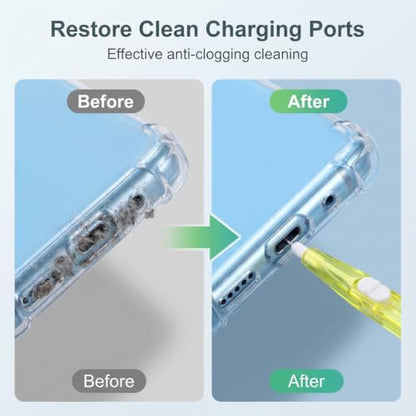 12Pcs Phone Charge Port Cleaning Tool Set Anti-Clogging Brushes Yellow | Yellow plastic mini cleaning brushes clear speaker ports and camera lenses safely for tech maintenance. - color: 12PCS- Yellow Cleaning Tools