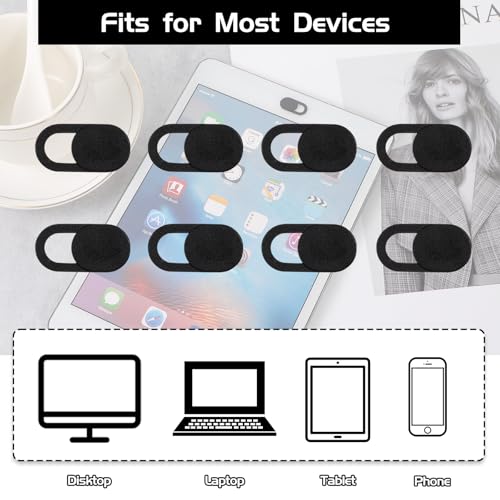50 PCS Webcam Cover Slide, 0.023 Inch Ultra-Thin Universal Web Camera Cover for Laptop, Computer, Phone–Secure Privacy with Smooth-Sliding Camera Cover(Black) - color: Black