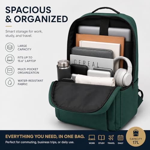 Laptop Backpack for Women & Men, 15.6" Laptop and Tablet Bag with Computer Compartment – Lightweight, Durable Travel & Work Backpacks, Green - color: Backpack 01 Green
