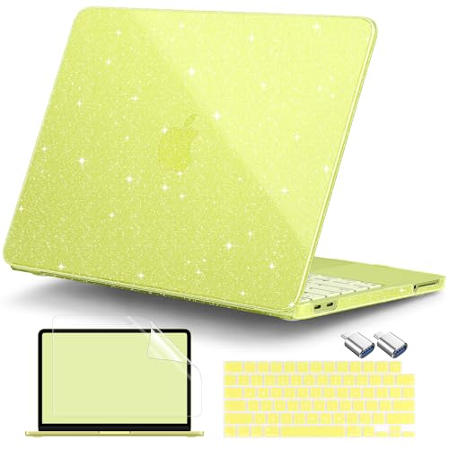DONGKE Glitter Case for MacBook Neo 13 Inch 2026 (Model A3404 | A18 Pro Chip) | Clear Sparkly Hard Shell Cover with Screen Protector | Keyboard Cover & 2 USB-C Adapters - Bling Citrus - color: Bling Citrus
