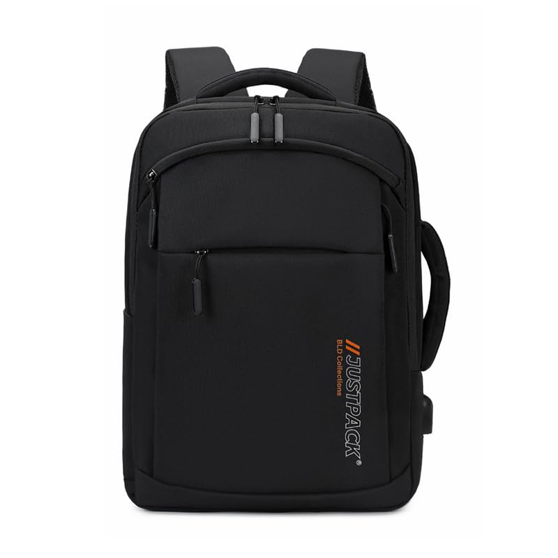 Business Laptop Backpack with USB Charging Port, Water Repellent, Black, Large - color: Black