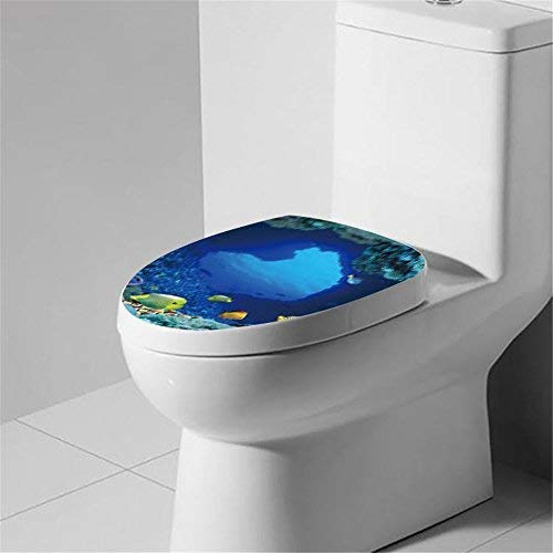 BooDecal Ocean Series Undersea Tropical Fish Toilet Lid Cover Stickers | 12 inches x 15 inches, Waterproof, Peel and Stick, For Bathroom Seat