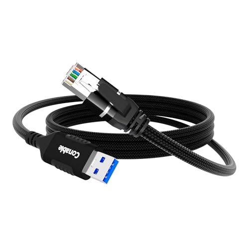 USB to Ethernet Cable 6 FT, USB 3.0 Type A to RJ45 Cable, USB to Network Internet LAN Adapter, Gigabit, Directly Connected, Aluminum, Braided, Compatible with Laptop, PC, Switch and More - size: 6FT, style: USB-A to RJ45 Cable