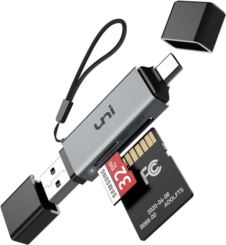 uni SD Card Reader,High Speed USB C to Micro SD Memory Card Adapter USB 3.0 | Dual Slots, Memory Card Reader, for SD/Micro SD/SDHC/SDXC/MMC, Card Reader for MacBook Pro/Air, Chromebook, Android Galaxy - color: Grey